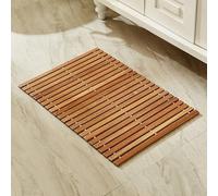 Organizedlife Tapis de bain en bois de teck antidérapant - Tapis de douche - Tapis de douche en bois - Tapis de salle de bain - Tapis de douche - Motif barre (118 x 50 cm)