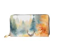 Organizer Portefeuille long en cuir avec fermeture éclair pour femme Grande | Deer By The River 12 emplacements pour cartes, poche pour pièces de monnaie et compartiments pour un usage quotidien et les