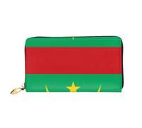 Organizer Portefeuille long en cuir avec fermeture éclair pour femme Grande | Drapeau de la Mauritanie 12 emplacements pour cartes, poche pour pièces de monnaie et compartiments pour un usage quotidien