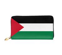 Organizer Portefeuille long en cuir avec fermeture éclair pour femme Grande | Drapeau de l'État de Palestine 12 emplacements pour cartes, poche pour pièces de monnaie et compartiments pour un usage