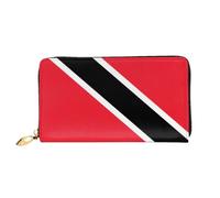 Organizer Portefeuille long en cuir avec fermeture éclair pour femme Grande | Drapeau de Trinité-et-Tobago 12 emplacements pour cartes, poche pour pièces de monnaie et compartiments pour un usage