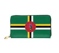 Organizer Portefeuille long en cuir avec fermeture éclair pour femme Grande | Drapeau du Commonwealth de la Dominique 12 emplacements pour cartes, poche pour pièces de monnaie et compartiments pour un