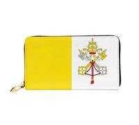 Organizer Portefeuille long en cuir avec fermeture éclair pour femme Grande | Drapeau du Vatican 12 emplacements pour cartes, poche pour pièces de monnaie et compartiments pour un usage quotidien et les