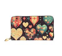 Organizer Portefeuille long en cuir avec fermeture éclair pour femme Grande | Heart Crush Flower 12 emplacements pour cartes, poche pour pièces de monnaie et compartiments pour un usage quotidien et les