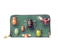 Organizer Portefeuille long en cuir avec fermeture éclair pour femme Grande | Insect Atlas 12 emplacements pour cartes, poche pour pièces de monnaie et compartiments pour un usage quotidien et les