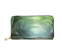 Organizer Portefeuille long en cuir avec fermeture éclair pour femme Grande | Little Bridge In The East 12 emplacements pour cartes, poche pour pièces de monnaie et compartiments pour un usage quotidien
