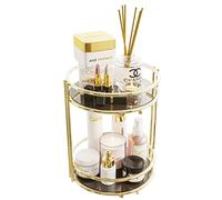 Organizer Trucchi - Organiseur Cosmétique Porte-Maquillage Organisateur de Cosmétiques Porte-Parfums Plateau Porte-Cosmétiques Salle Bain Métal Or Rond 27 x 23 cm, (BinoGold641)