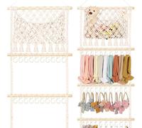 Organizzatore Di Fascie Per Capelli - Porta Boho Intrecciato Con Ganci, Da Parete Per Fasce, Fiocchi, Gioielli E Collane, Per Camera Bambini E Ragazze