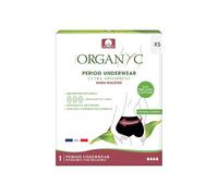 Organyc Culotte réutilisable en Coton Bio pour les règles, Ultra-absorbante, Taille Haute, Noir - Taille XS