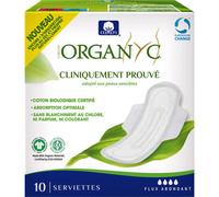 Organyc Serviettes Flux Abondant 100% Cotton Bio 10 Pièces