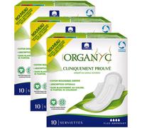 Organyc Serviettes Flux Abondant 100% Cotton Bio 10 Pièces Promo 2+1 Gratuit
