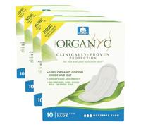 Organyc Serviettes Hygiéniques Jour avec ailettes - 100% coton bio,10 unités (Lot de 4)