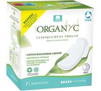 Organyc, Serviettes Hygiéniques Nuit Avec Ailettes, Super Plus - 1 Pack De 7