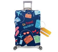 OrgaWise Housse Valise et Étiquette Hauteur des bagages adaptée 72-80CM Luggage Cover de Elastique Housse de Protection pour Valise (Autour monde,XL (29"-32"))