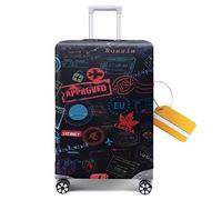 OrgaWise Housse Valise et Étiquette Hauteur des bagages adaptée 72-80CM Luggage Cover de Elastique Housse de Protection pour Valise (World,XL (29"-32"))
