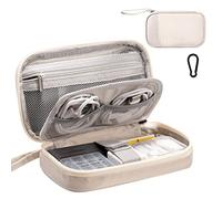 OrgaWise Sac Électronique Multifonctionnel Sac Câble de Voyage Portable Étanche Rangement Sac pour Disque Durs, Chargeur, Câbles, Objets, Cartes Mémoire, USB(RH2219-Beige)