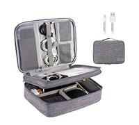 OrgaWise Sac Électronique Multifonctionnel Sac Câble Portable Étanche pour Tablette, Disque Dur Externe, Chargeur, Câbles, Objets, Adaptateurs, Cartes Mémoire, Câbles USB (3 Couche, Gris)
