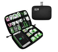 OrgaWise Sac Électronique Multifonctionnel Sac Câble Portable Étanche pour Tablette, Disque Dur Externe, Chargeur, Câbles, Objets, Adaptateurs, Cartes Mémoire, Câbles USB (Noir)