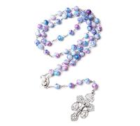 Orgcity Chapelet catholique pour femmes et enfants, chapelet en argent avec croix de pardon pour maman catholique, grand-mère, personnes âgées, cadeau de première communion, Acier inoxydable, Pas de