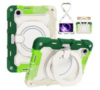 ORGCIUFB Coque de protection robuste pour Xiaomi Pad Mini 8,9" sortie en 2025, support rotatif à 360°, bandoulière, porte-crayon et anneau de poignée, pour enfants et adultes (vert blanc)