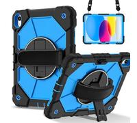 ORGCIUFB Coque hybride en silicone PC pour iPad 11{^>e<^} génération A16 11" 2025 résistante aux chocs avec support rotatif à 360°, silicone PC anti-rayures et sangles réglables (bleu 2)