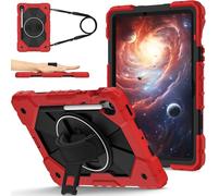 ORGCIUFB Coque hybride résistante aux chocs avec support rotatif, sangle amovible et porte-crayon intégré, en silicone anti-rayures pour Samsung Galaxy Tab S10/S10FE 11" X520/X526B/X528U (2025), rouge