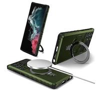 ORGCIUFB Coque pour Samsung Galaxy S22 Ultra avec support magnétique invisible, [support et support robustes] Coque de téléphone portable résistante aux chocs - Protection militaire antichoc (vert)