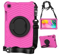 ORGCIUFB Coque pour Samsung Galaxy Tab A 8.0 2019 modèle SM-T290/T295, anti-empreintes digitales, légère, résistante aux chocs, avec poignée, béquille/bandoulière (rose rouge)