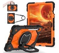 ORGCIUFB Coque pour Samsung Galaxy Tab S10 FE 11,9" X520/X526B/X528U (2025) Coque de protection robuste antichoc avec béquille pivotante à 360° + dragonne + bandoulière (orange)