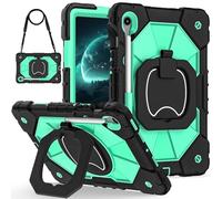 ORGCIUFB Coque pour Samsung Galaxy Tab S10 FE 11,9" X520/X526B/X528U (2025) Coque de protection robuste antichoc avec béquille pivotante à 360° + dragonne + bandoulière (vert 1)