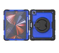 ORGCIUFB Coque résistante aux chocs en TPU pour iPad Pro 5ème génération 12,9" (2018/2020/2021), coque pour enfants, poignée rotative à 360 degrés, support avec protection d'écran + bandoulière (noir