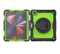 ORGCIUFB Coque résistante aux chocs en TPU pour iPad Pro 5ème génération 12,9" (2018/2020/2021), coque pour enfants, poignée rotative à 360 degrés, support avec protection d'écran + bandoulière (noir