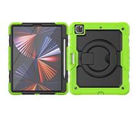 ORGCIUFB Coque résistante aux chocs en TPU pour iPad Pro 5ème génération 12,9" (2018/2020/2021) pour enfants, poignée rotative à 360 degrés, support avec protection d'écran + bandoulière (vert)