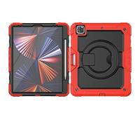 ORGCIUFB Coque résistante aux chocs en TPU pour iPad Pro 5ème génération 12,9" (2018/2020/2021) pour enfants, poignée rotative à 360 degrés, support avec protection d'écran + bandoulière (rouge)