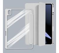 ORGCIUFB Étui à trois volets pour tablette OnePlus Pad 11,6" 2023, avec porte-crayon, coque arrière transparente transparente fine en TPU résistant aux chocs, fonction veille/réveil automatique (gris)