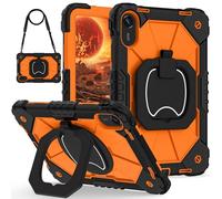 ORGCIUFB Étui de Protection pour Tablette Case for Xiaomi Redmi Pad 2 11 inch 2025 Rugged Shockproof Cover,Protective Case W 360 Swivel Kickstand+Hand Strap+Shoulder Strap Protection Robuste(Orange)