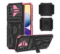 ORGCIUFB Support de téléphone pour Xiaomi POCO M3 PRO 5G, rotation à 360° et bracelet de sport amovible, protection de qualité militaire, coque de téléphone résistante aux chocs (rose)