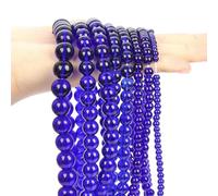 ORGEFY Perles en Pierre Bleue, Agate Aigue-Marine, Jade, Perles d'espacement en Vrac pour la Fabrication de Bijoux, Bracelets, Colliers, Accessoires - Verre Bleu foncé - 6 mm - Environ 62 pièces