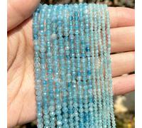 ORGEFY Perles Rondes à facettes en Cristal d'améthyste, Quartz Rose, Jade, Pierres précieuses, pour la Fabrication de Bijoux, Bracelet à Faire soi-même, 2, 3, 4 mm, calcédoine Bleue, 3 mm, 110 pièces