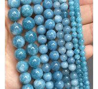 ORGEFY Perles Rondes en Pierre d'agate de Lave et d'améthyste pour la Fabrication de Bijoux, Accessoires de Bracelet, calcédoine Bleue, 6 mm, 58 à 61 pièces
