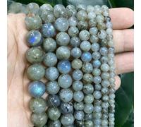 ORGEFY Perles Rondes en Pierre de Jaspe, Turquoise, Agate, pour la Fabrication de Bijoux, Bracelets, Boucles d'oreilles, 4/6/8/10/12 mm, Labradorite Grise, 6 mm, Environ 62 pièces