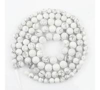 ORGEFY Perles Rondes Lisses en Jade Birman Vert AA 6/8/10/12 mm pour la Fabrication de Bijoux et de Bracelets, 38 cm, howlite Blanche, Environ 46 pièces