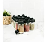 Orgingift 12 Pcs Conteneurs à condiments avec cuillère Ensemble d'assaisonnements de 300 ml Ensemble de condiments en verre haut Ensemble de services d'exposition de conteneurs Pots à épices