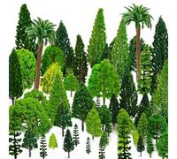 OrgMemory Arbres Modèles, 36Pièce, 4-16 cm, Arbres Miniatures, Modélisme Ferroviaire Paysage, Plastique Modèle Arbre pour Les Projets, Paysage de Modèle de Train sans Foundation (36 Arbres Verts)
