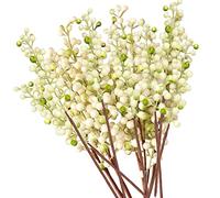 OrgMemory Baies Artificielles, 20 Pièces, 30cm, Branches de Baies, Baie Decorative, Tiges de Baies Artificielles pour Décor de Guirlande d'arbre de Noël(Ivoire)