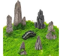 OrgMemory Faux rocher, pierres en plastique, matériau de base miniature pour fournitures de diorama, train, paysage, bonsaï, ornement de table de sable, modèles de scènes de jardin féérique