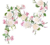 OrgMemory - Guirlande de pivoines artificielles - Barre de décoration - Guirlande de fleurs pour porte, mariage, fête, mur, décoration d'intérieur (champagne)