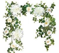 OrgMemory Guirlande Fleurs Artificielles, 190cm, Fleur Artificielle, Soie Guirlande pour la Décoration de Mariage, Décoration de Manteau de Serveur de Table à la Maison (Blanc)
