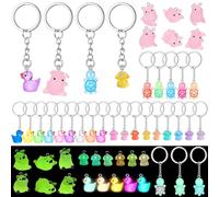 OrgMemory Lot de 36 porte-clés colorés, 4 styles, mini porte-clés phosphorescents 3D en vrac pour la famille et les amis, décoration de sacs à dos, accessoires de clés de voiture