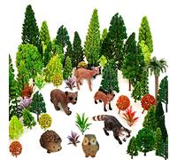 OrgMemory Modèle Arbres, 48Pièce, 4-16 cm, Arbres Miniatures, Arbre Plastique, Figurine Arbre Forêt pour Les Projets, Paysage de Modèle de Train sans Foundation